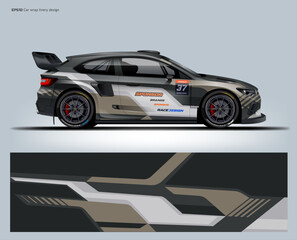 Obraz premium A modern beige and grey GT wrap offering a refined, minimalist racing style with subtle performance accents.