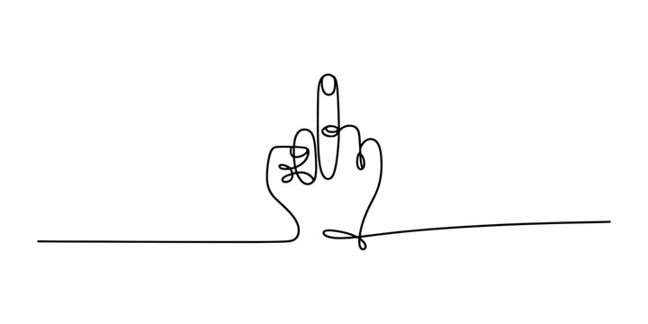 A continuous line drawing of a hand making the middle finger gesture Vector, illustration