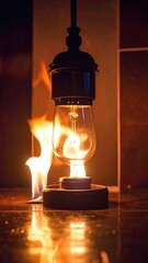 Burning lamp in dark setting