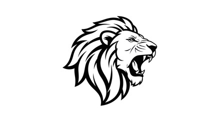 Roaring Lion Head Vector Illustration with Detailed Mane.