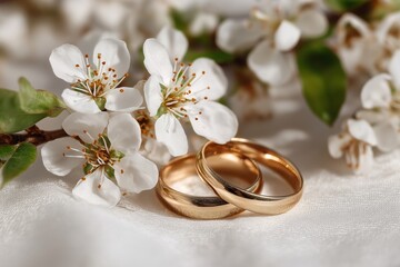 Golden Wedding Rings on Blossom