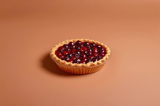 A red raspberry pie sits on a table