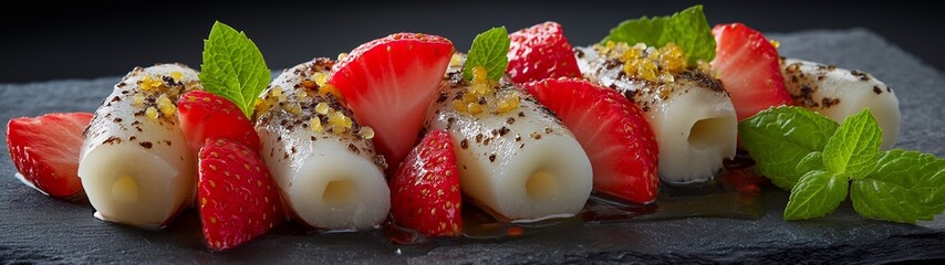 Elegant Dessert Presentation with Strawberries