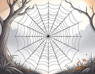 Autumn spider web scene