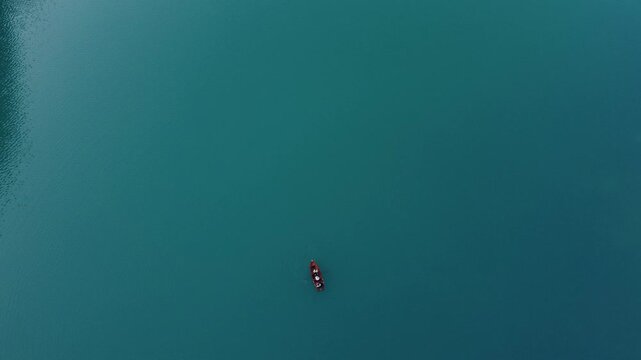 rowboat on the lake braies , italy