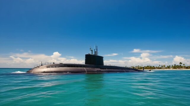 A military submarine during an operation.