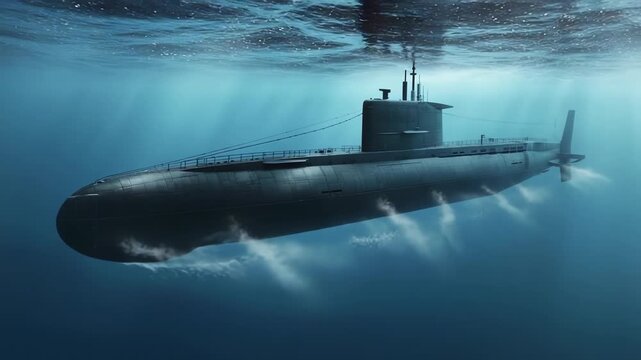 A military submarine during an operation.