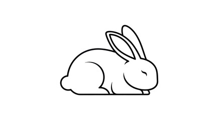 Obraz premium Simple Line Art Illustration of a Resting Rabbit.