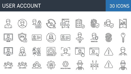 Collection of user account icons displayed on a clean white background
