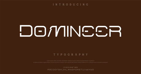 Fototapeta premium Minimal modern luxury logo alphabet font. Typography abstract sans serif technology, electronic, movie, future, creative brand logos fonts. vector illustration