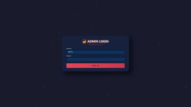 Administrator login animation shows system attempting to authenticate user access to secure network with hacking theme