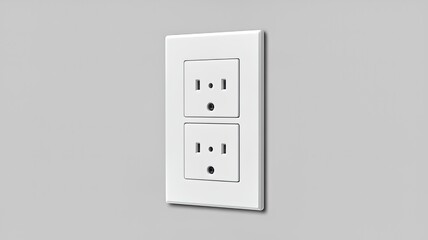 White electrical outlet in modern minimalist style with soft studio lighting on gray background for home renovation
