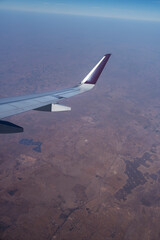 Flying over Rajasthan, India. Dry land in the desert, aerial view.	
