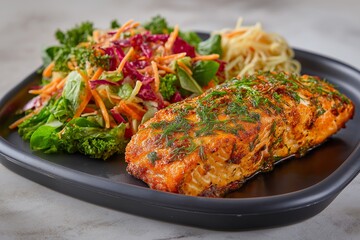 Vibrant Salmon Dish with Fresh Salad