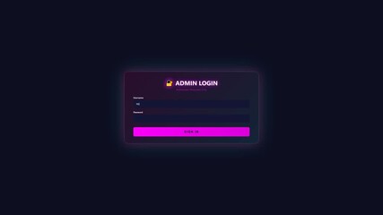 Administrator login animation shows progress of authentication in a dark interface