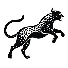Fototapeta premium jumping leopard line art silhouette vector illustration