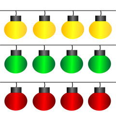 Decorative String Lights Clipart: Red, Green, and Yellow Festive Bulb Rows