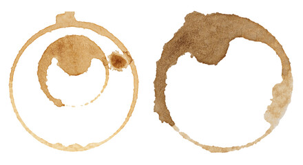 Round stain from a cup of coffee on an isolated background