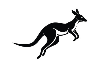 Fototapeta premium jumping kangaroo line art silhouette vector illustration