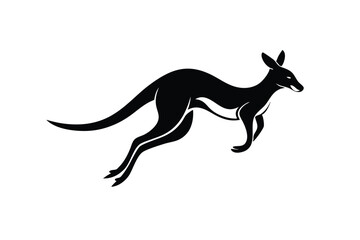 jumping kangaroo line art silhouette vector illustration