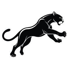 Obraz premium jumping jaguar line art silhouette vector illustration