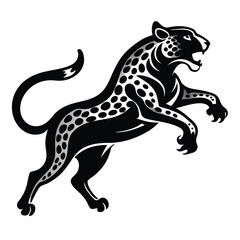 Obraz premium jumping jaguar line art silhouette vector illustration
