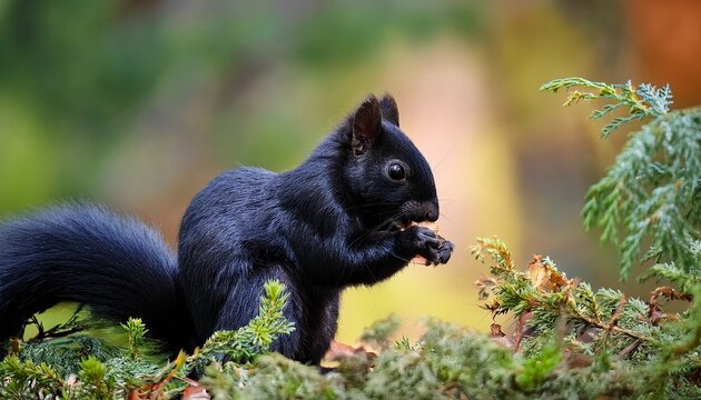 Black Squirrel Eating