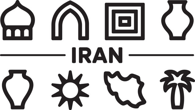 Iran line icons set, iranian symbols collection, vector sketches, logo illustrations