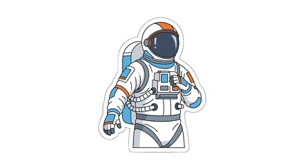 Cartoon astronaut character in spacesuit with colorful details  