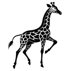 Naklejka premium jumping giraffe line art silhouette vector illustration