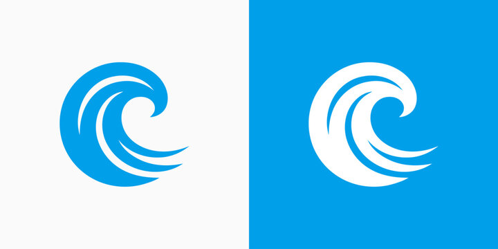 Blue wave vector logo design with modern, simple, clean and abstract style.