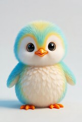 3D cartoon penguin character with pastel colors on clean background