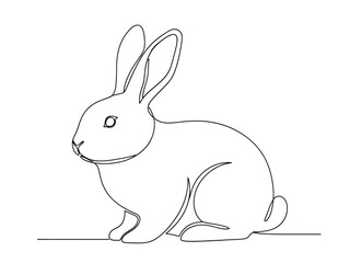 Obraz premium Simple Line Drawing of Rabbit Isolated on White Background