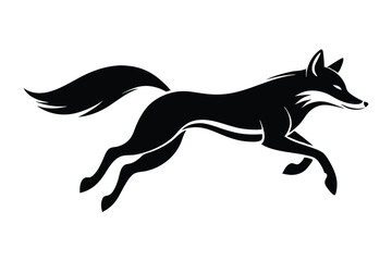 jumping fox line art silhouette vector illustration