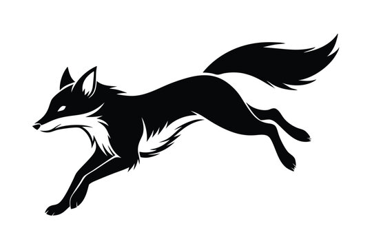 Jumping Fox Line Drawing