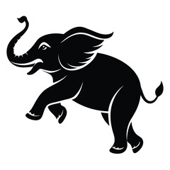 Obraz premium jumping elephant line art silhouette vector illustration