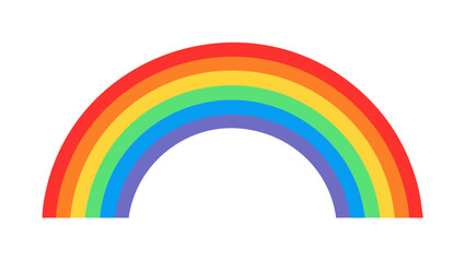Fototapeta premium A vibrant rainbow arching across a white background, showcasing its distinct bands of color
