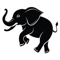 Obraz premium jumping elephant line art silhouette vector illustration