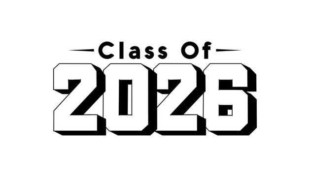 Hand drawn text illustration for class of 2026 graduation, class of 2026 badge vector.