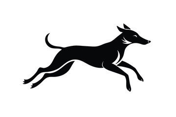 Fototapeta premium jumping dog line art silhouette vector illustration