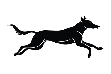 Fototapeta premium jumping dog line art silhouette vector illustration