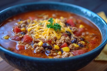 Easy chicken taco soup recipe featuring fresh ingredients and vibrant colors for a hearty meal
