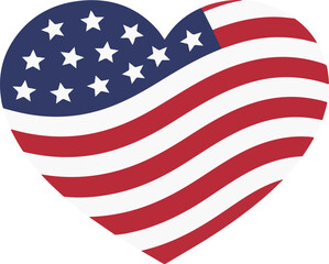 Heart Shape Silhouette Filled with the American Flag Pattern Featuring Stars and Stripes