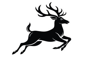 Obraz premium jumping deer line art silhouette vector illustration
