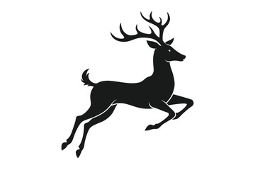 Obraz premium jumping deer line art silhouette vector illustration