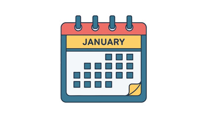 Calendar Icon Showing January Month With Dates.
