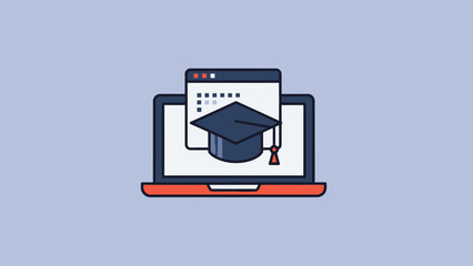Online Education and E-learning Platform with Graduation Cap.