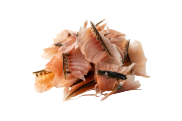 pile of raw fish fillet on the table  . Isolated on transparent background, png