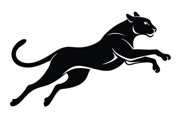 jumping cheetah line art silhouette vector illustration © Pinak