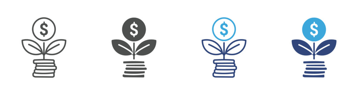 Investment Growth Icon, money tree icon ,  Financial Profit and Revenue Increase Concept Icon, Vector Illustration